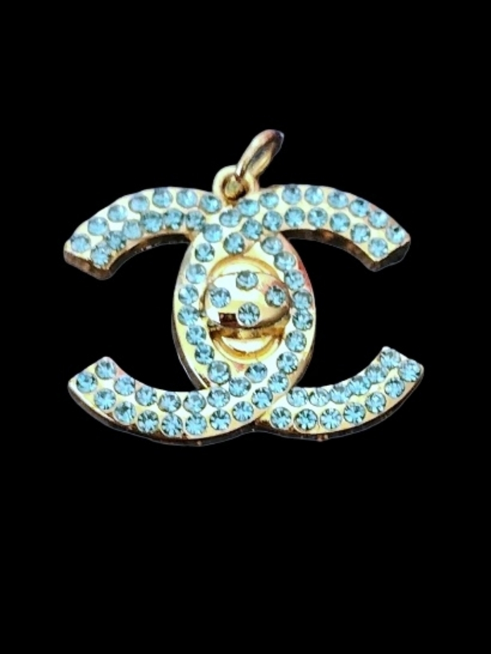 Chanel Interlocking Turquoise Crystals Zipper Pull Pendant